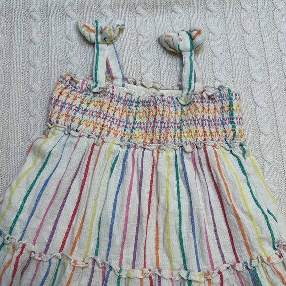 Cat & Jack Linen Look Sun Dress sz 5T Smocked Top Tiered Dress - Picture 5 of 6